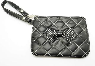 Black Quilted Wristlet Clutch Wallet Poop Bag holder with zippered compartment iphone wallet travel organizer purse