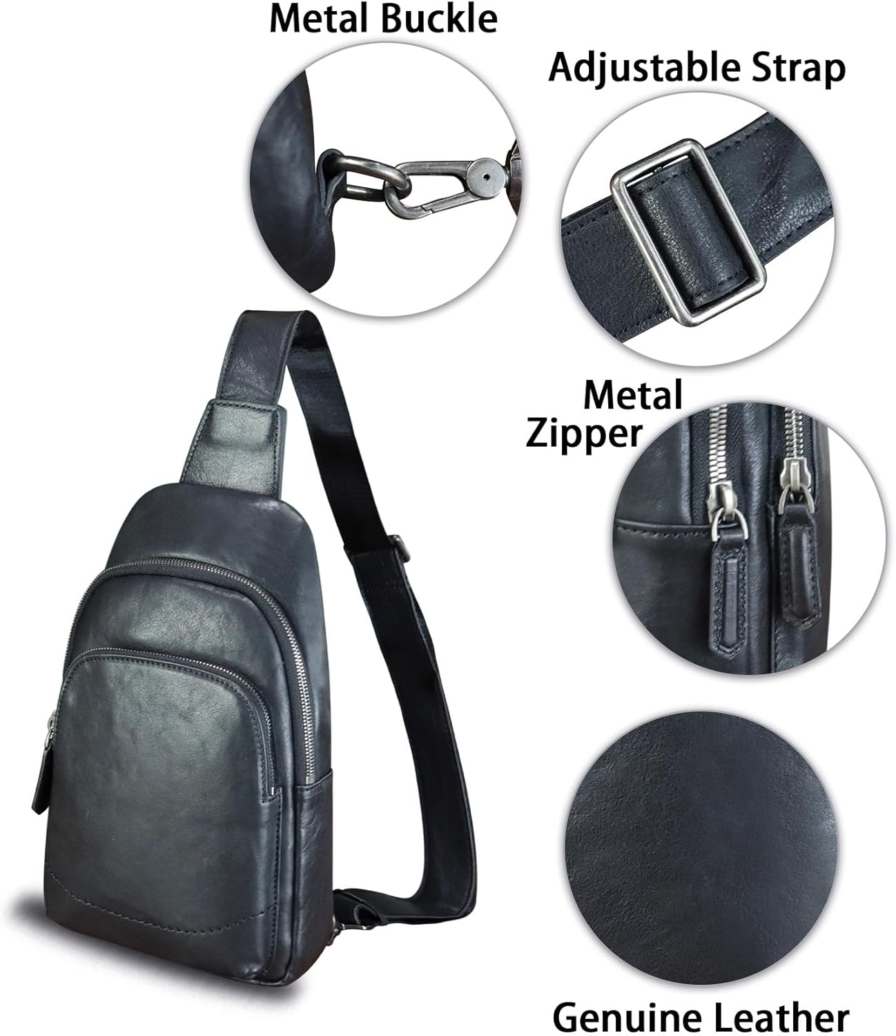 Genuine Leather Sling Bag for Women and Men - Vintage Sling Purse Backpack Shoulder Crossbody Chest Bag - Image 6