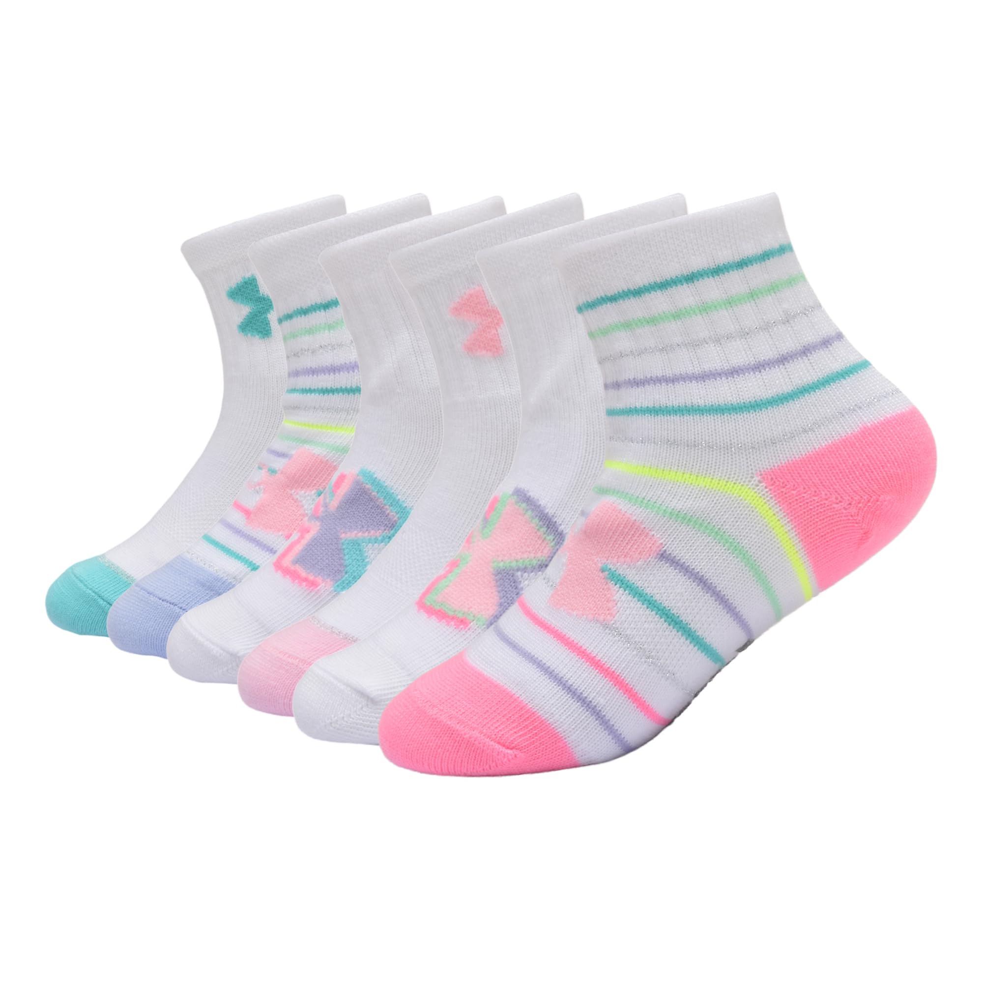 Under Armour 6PK UA RAINBOW BRIGHT ESSENTIAL QUARTER SOCKS - softball | Mubboo
