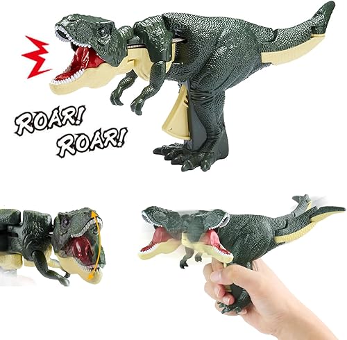 Shake Head - Juguetes de dinosaurio  Juguetes de dinosaurio con articulaciones móviles T-Rex simuladas, control de gatillo para abrir la boca y