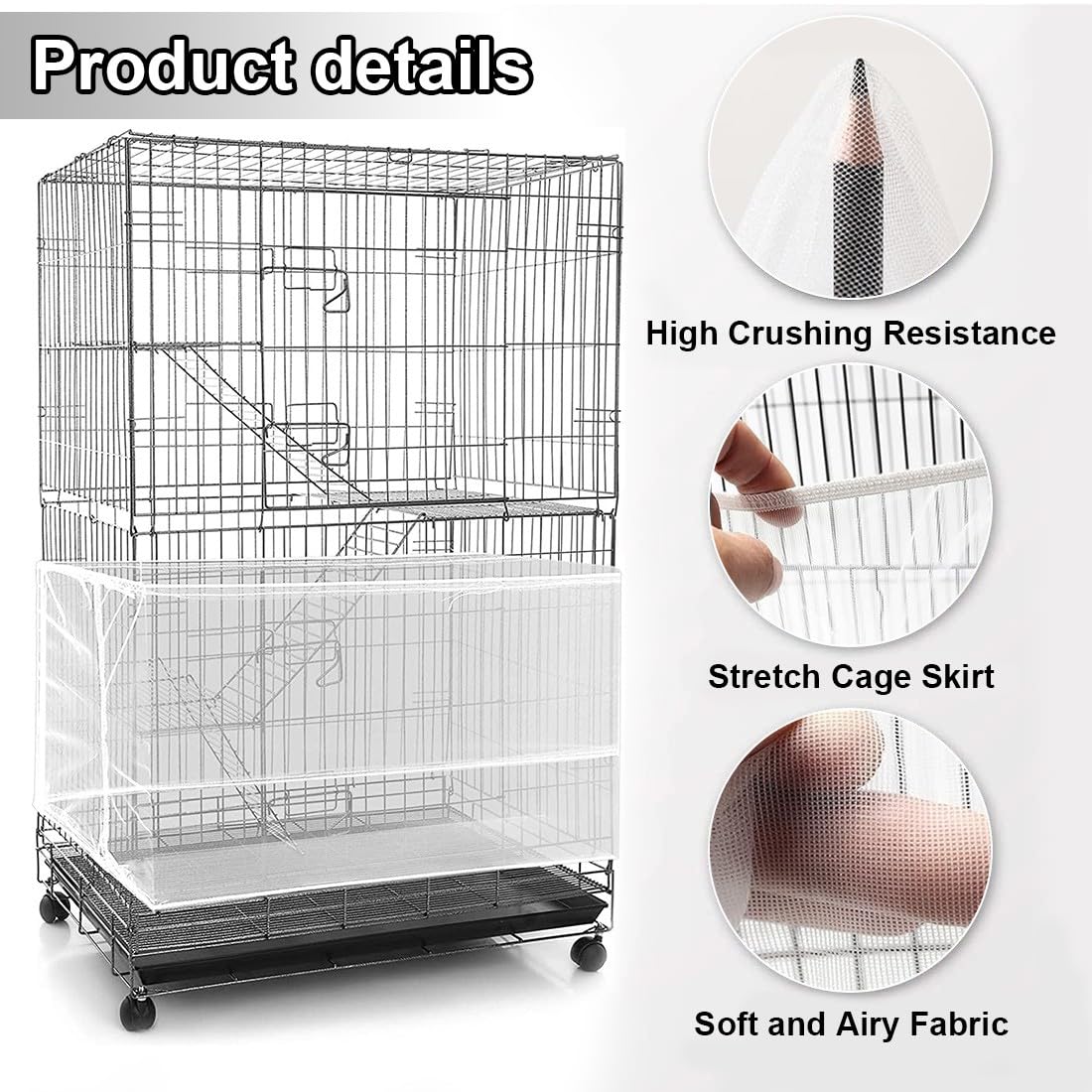 Copertura Gabbia Pappagalli ASOCEA Extra Large - Tessuto Oxford Oscurante, 48x38x92 Cm, Nero, Per Ara E Conuri - Foto 3