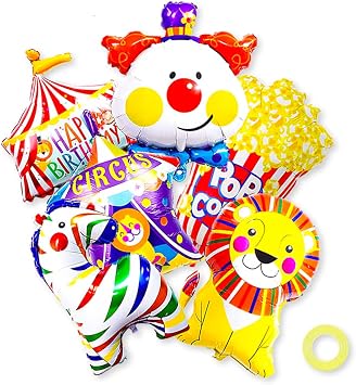 6 PCS Carnival Foil Balloons Festival Theme Party Decorations Animal Carnival Balloons Bouquet for Circus Birthday Party Circus Decorations Party