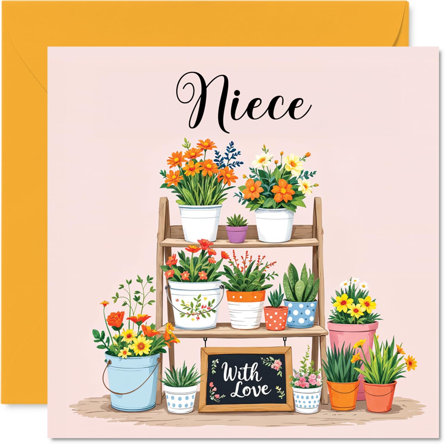 Niece Birthday Card - Flowers With Love - Happy Birthday Card for Niece from Auntie Uncle, 145mm Floral Bday Greeting Cards