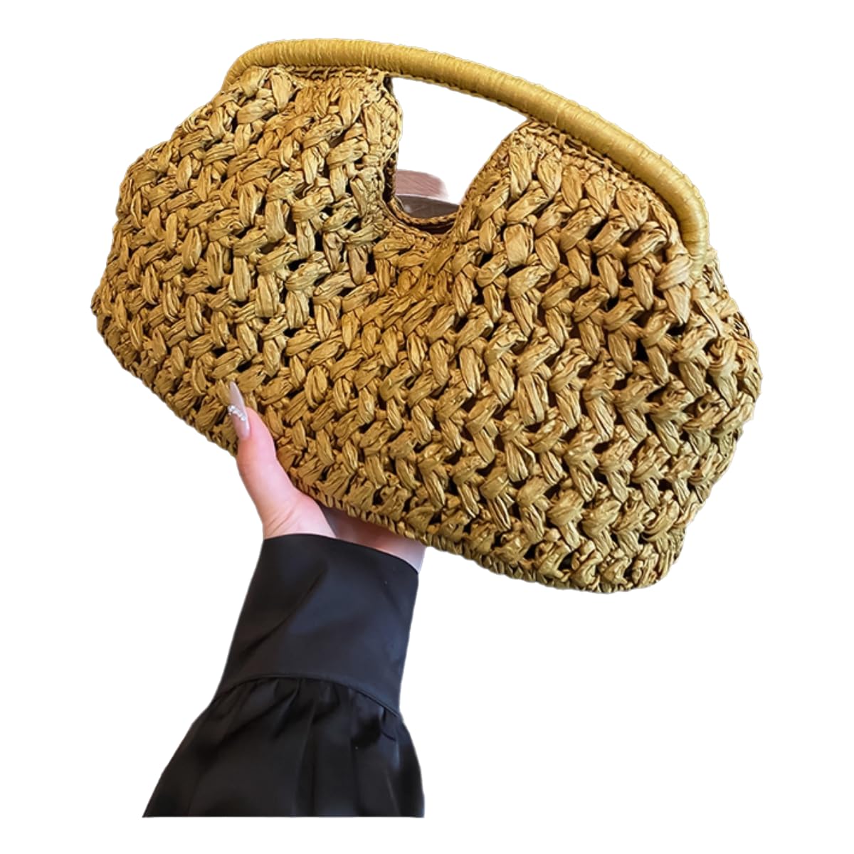 Sac en paille femme été et embrayage de designer en rotin tressé couleur ginger mode mode