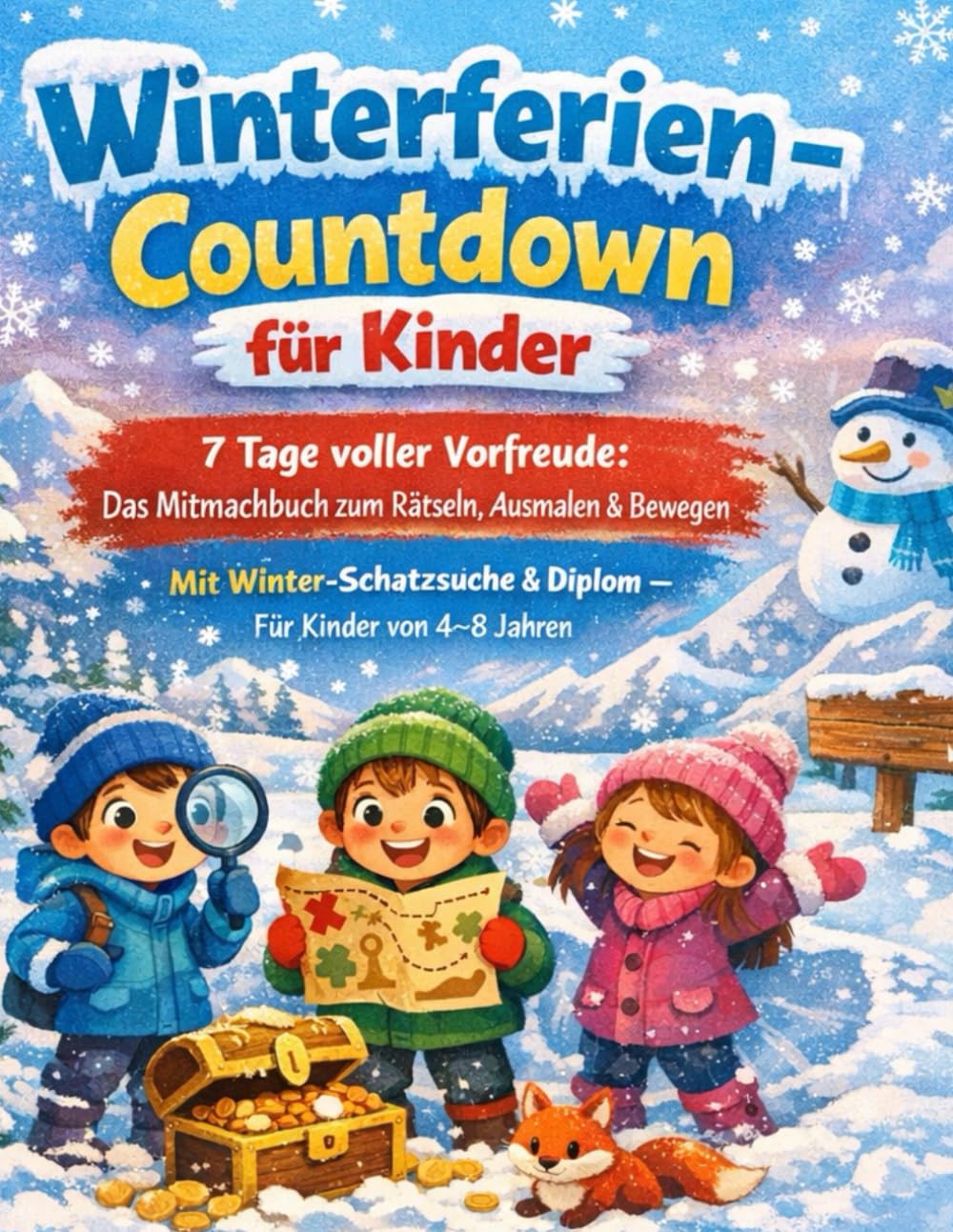 Winterferien-Countdown für Kinder: 7 Tage voller Vorfreude: Das Mitmachbuch zum Rätseln, Ausmalen & Bewegen – Mit Winter-Schatzsuche & Diplom – Für ... (Meine Vorfreude-Countdowns für Kinder)