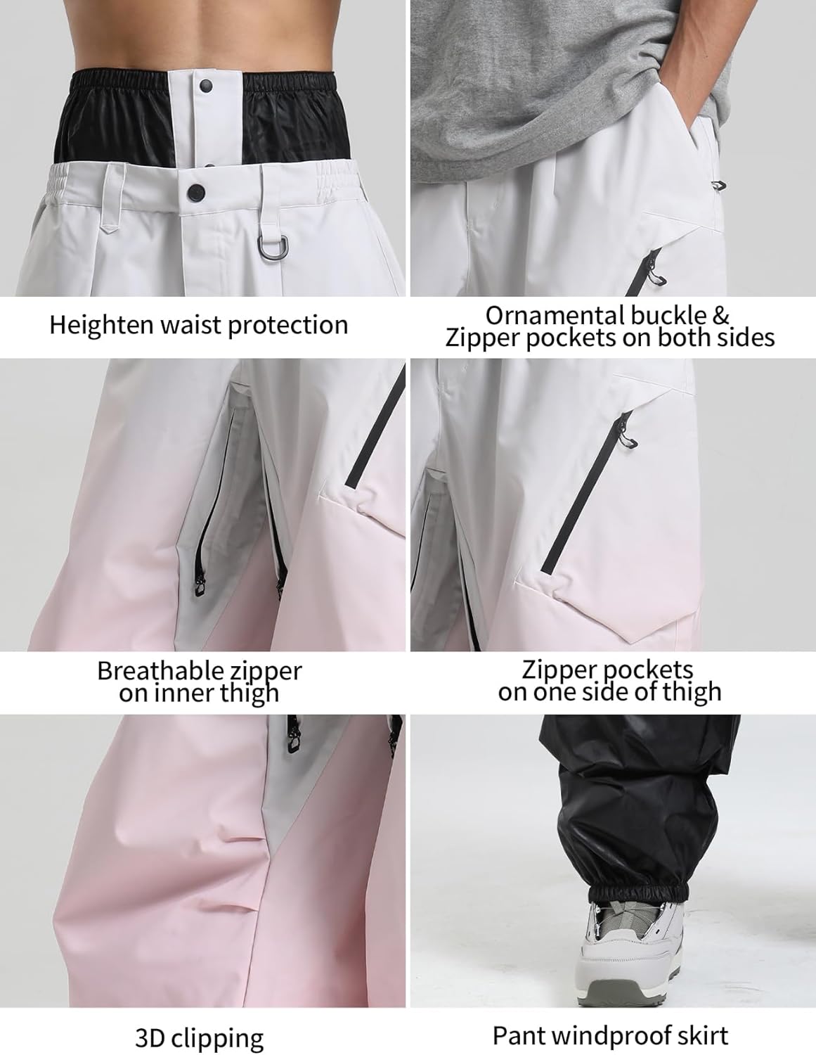 GSOU SNOW Women's Ski Jacket and Pants Set Baggy Snowboard Jacket Snow Suit Waterproof Windproof Hooded Coat - Image 5