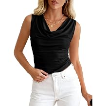 BTFBM Cowl Neck Tops for Women 2026 Sleeveless Going Out Business Casual Tank Top Spring Summer Outfits Fashion Clothing