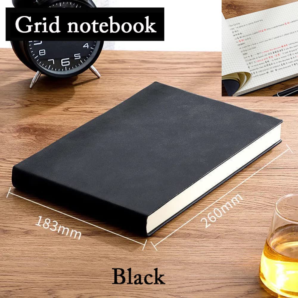 Carnet B5 pour la prise de notes marqueurs de dessin, carnet de grille de journal et bloc-notes de carte mentale de journal pour l'agenda du planificateur d'art, noir, grille