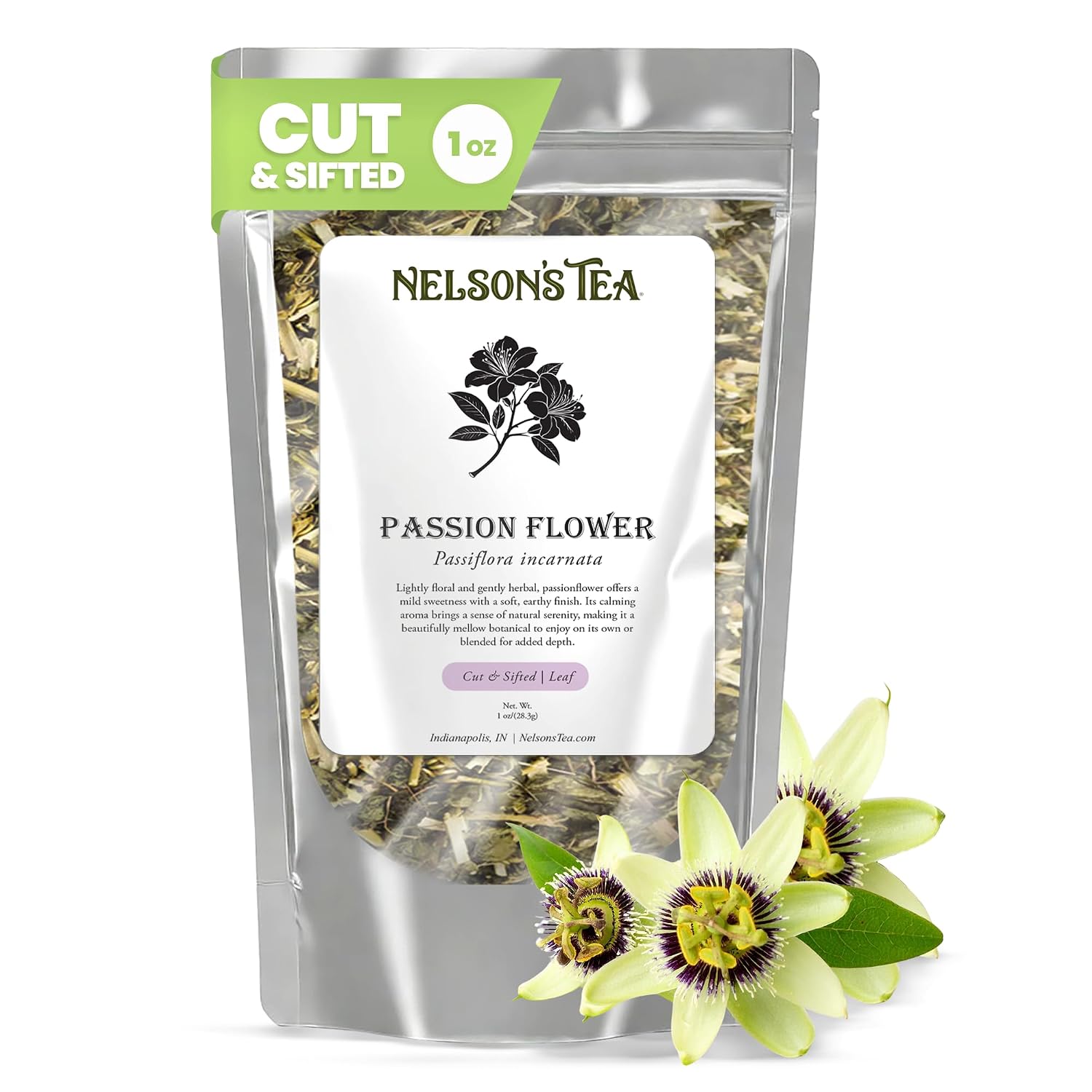 Nelson's Tea Passion Flower - Cut & Sifted Passiflora Incarnata, Herbal Flower with Fresh, Authentic Taste & Natural Loose Leaf Tea Flavoring for Traditional Use (16 oz)