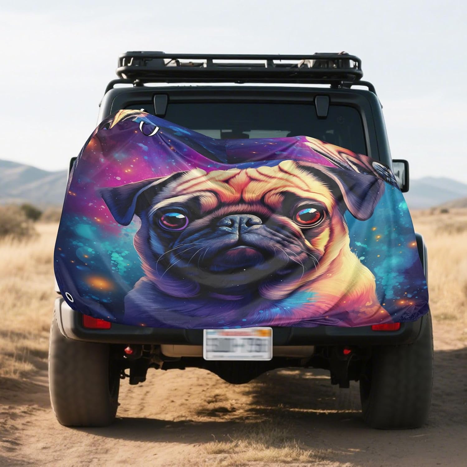 ALAZA Cute Pug Dog Galaxy Bike Cover Waterproof Outdoor Ebike Bicycle Covers Tarp Protection for 1/2 Bikes, Sun UV Dust Wind Proof