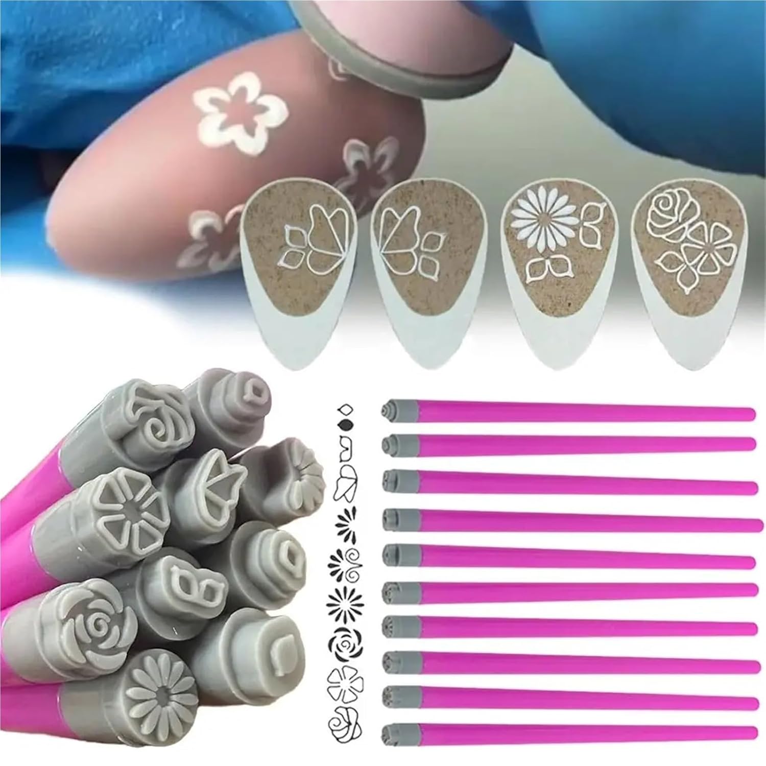 Nail Stamp Pen 6 Pcs Nail Art Stamp Pen Set, Flower Painting Drawing Tool For Dotting and Line Drawing