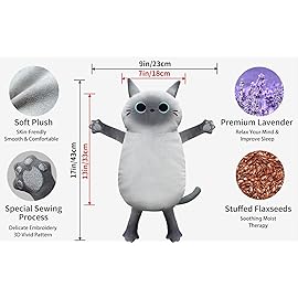 Microwave Heating Pad for Cramps Pain Relief, 17 * 9\'\' Moist Microwavable Stuffed Animal Period Menstrual Heating Pads for Cramps, Back, Neck Shoulder and Knee- Siamese Cat