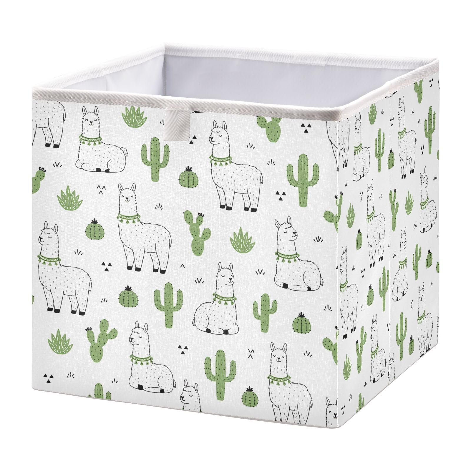 Ewusp Cute Alpaca Cube Storage Boxes 28x28 cm Foldable Closet Organiser Bin Holiday Basket Baby Basket for Nursery Bedroom Office