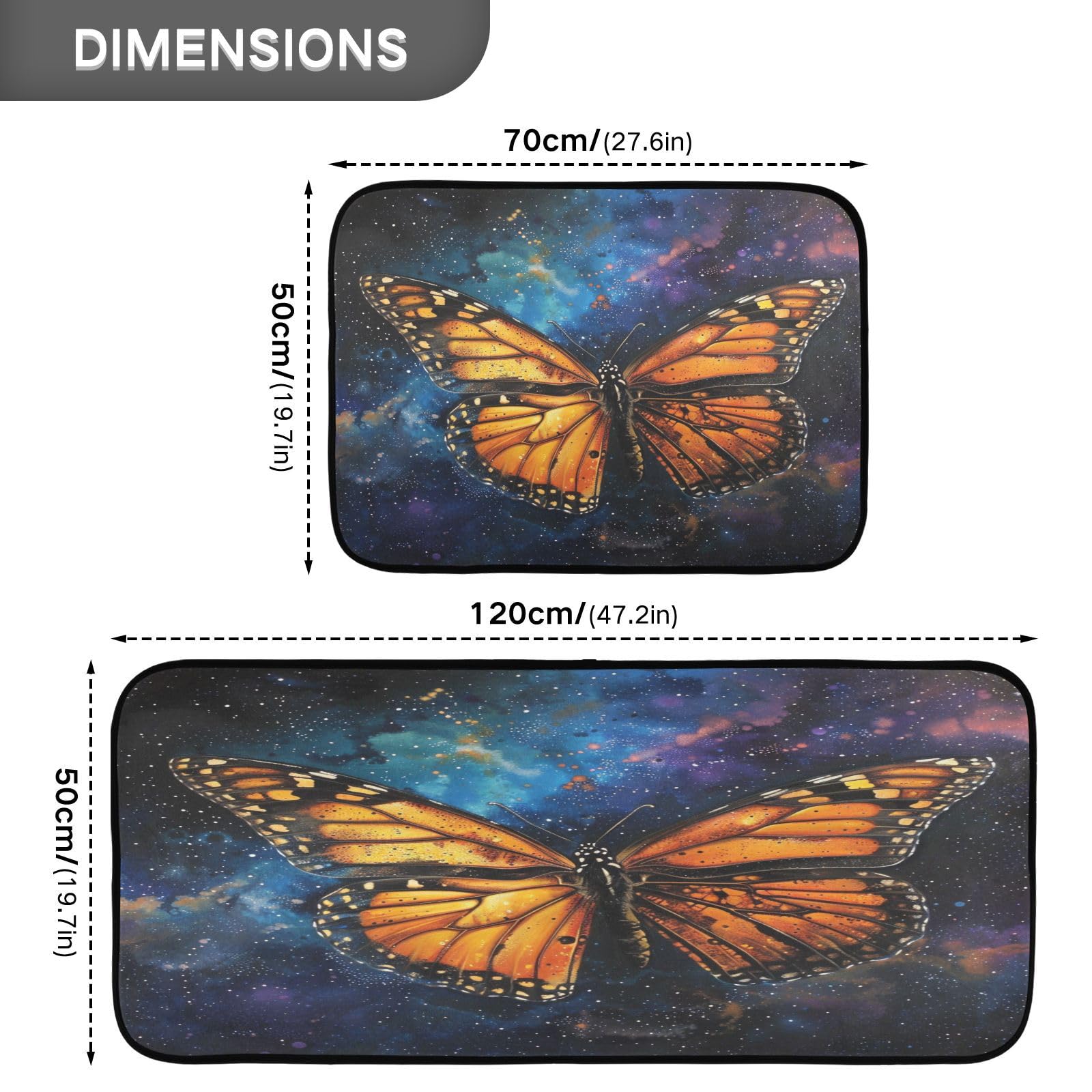 Amazon.com: ALAZA Butterfly in Space Kitchen Rug Set, 2 Piece Set