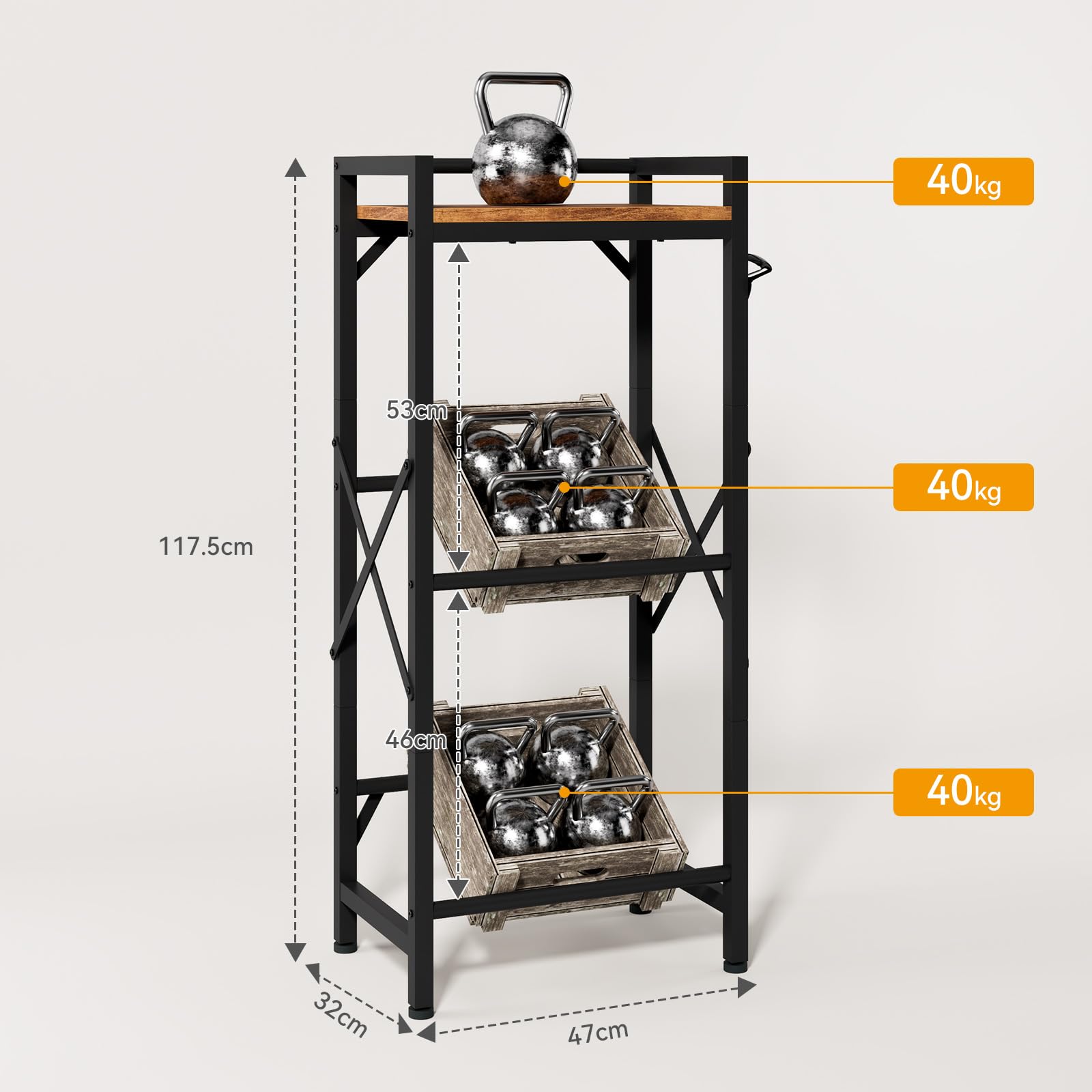 Aibiju Getränkekistenregal mit Ablage für 2 Kisten，32D x 47W x 116H cm Freistehend Kistenständer, Getränkeregal Wasserkistenregal, Bierkistenregal für Wohnzimmer, Küche, Weinkelle, YD-YLJ004H