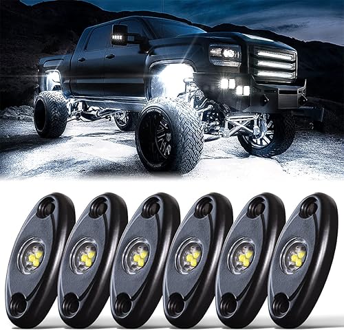 Miniatura 1 de LEDMIRCY Luces LED de roca blancas, 6 piezas para Je ep todoterreno, camiones, RZR, barco, ATV, UTV, SUV, luces de neón bajo la carrocería, Trail,