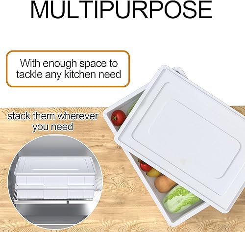 Miniatura 3 de Eagrye Paquete de 4 cajas de masa apilables comerciales para pizza, bandejas de plástico para pasta, contenedor de pan