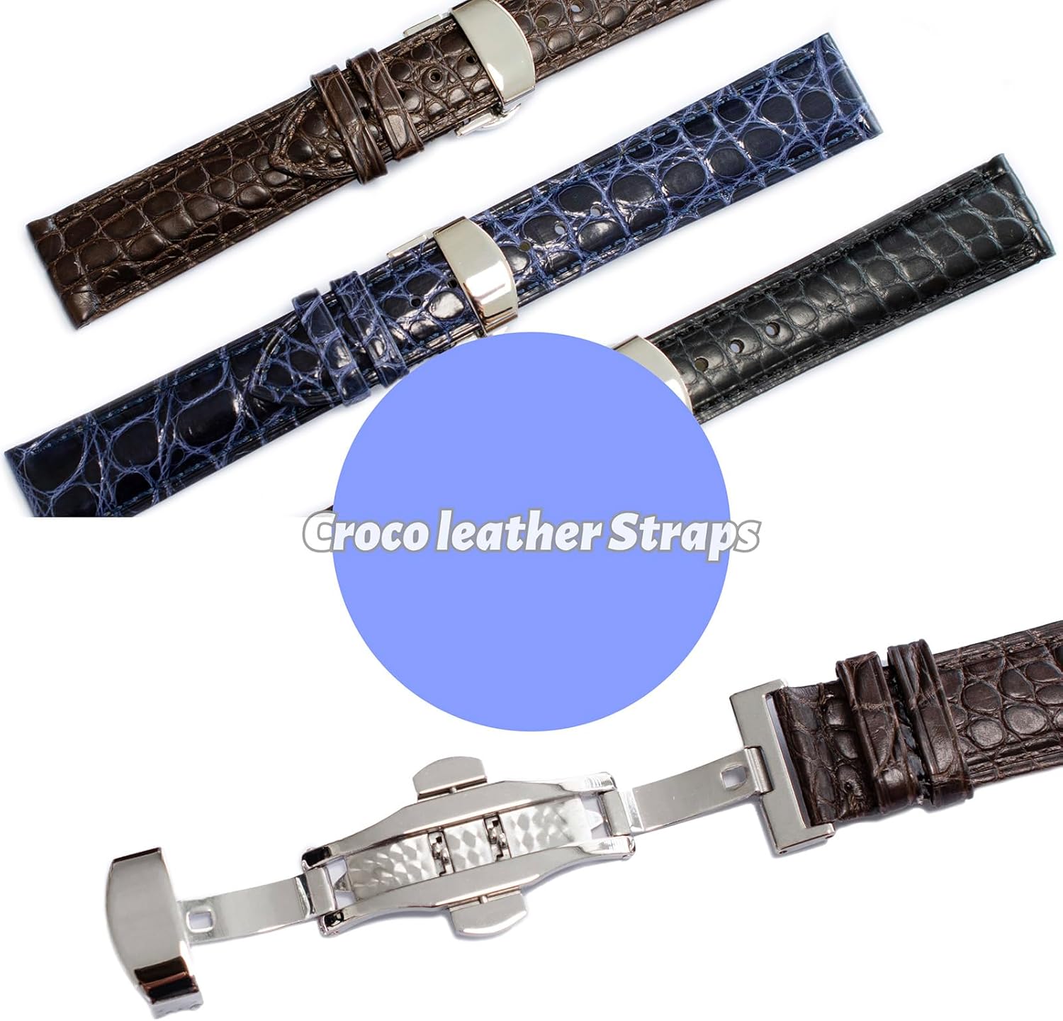 Amazon.co.jp: クロコダイルレザーストラップ、カルティエウォッチ用