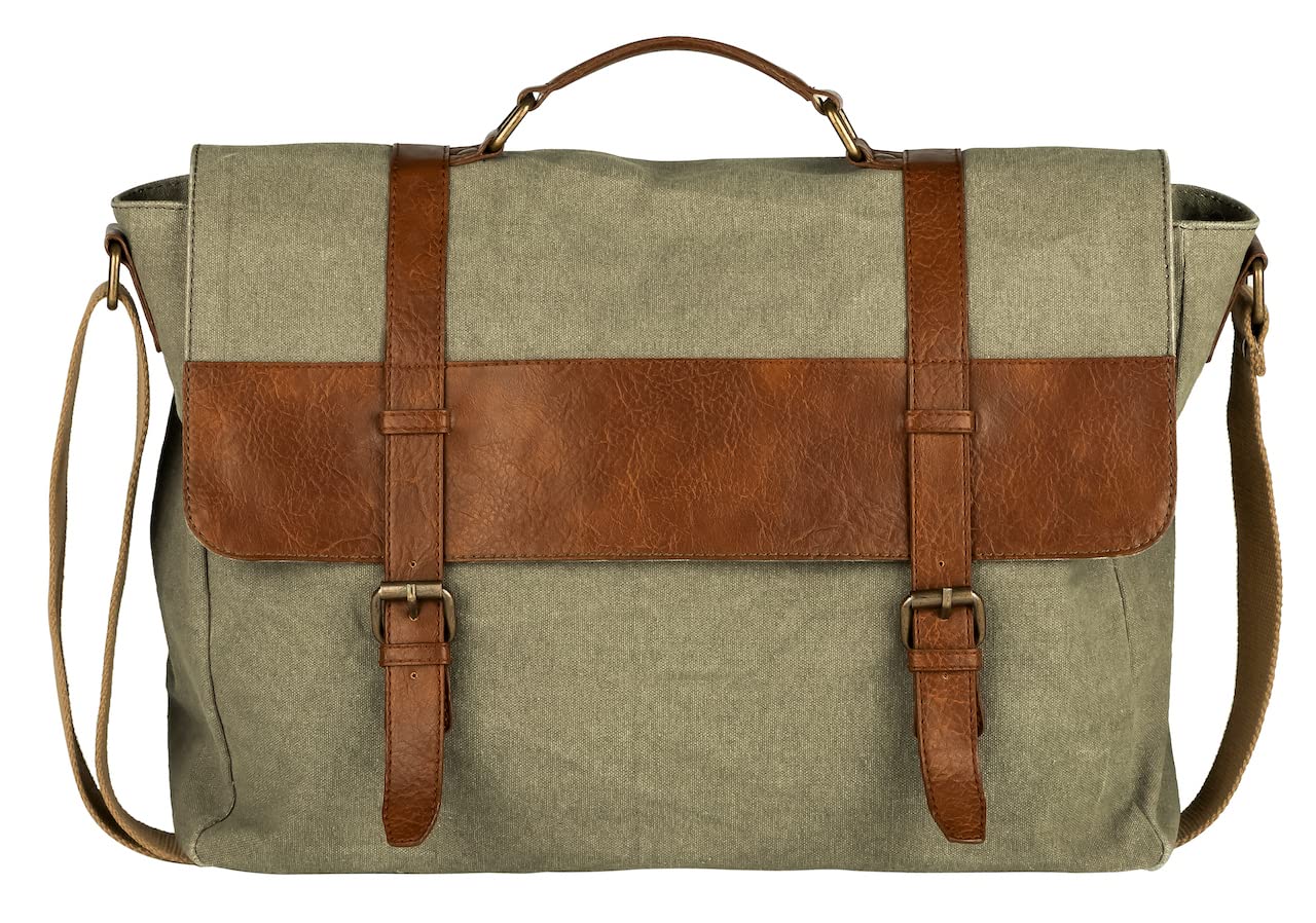 Mona B Canvas large Messenger Bag with inside laptop compartment for Offices, Schools and Colleges for Men and Women (Moss) (B0B211K1L5) Amazon Price History, Amazon Price Tracker