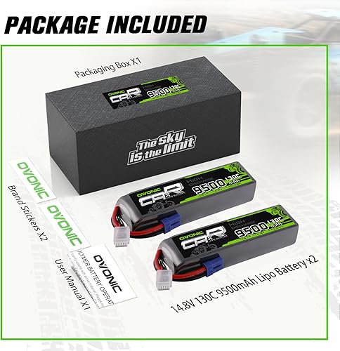 Miniatura 6 de OVONIC 4S LiPo Batería 9500mAh 14.8V 130C RC Batería con conector EC5 (paquete de 2)