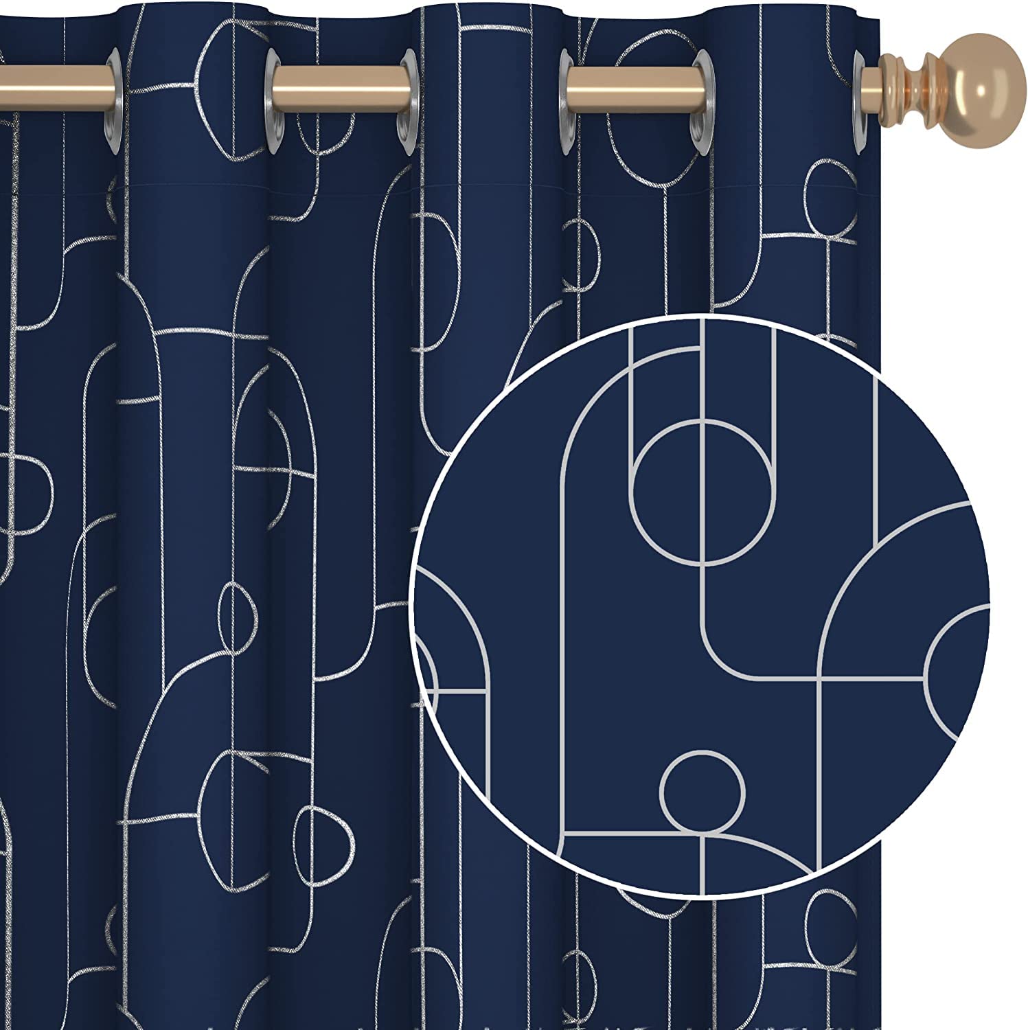 Deconovo Cortinas Dormitorio Salón Térmicas Aislantes Dormitorio Decoración Ventanas para Habitacion Moderna con Ojales 2 Piezas 140x290cm Azul Marino
