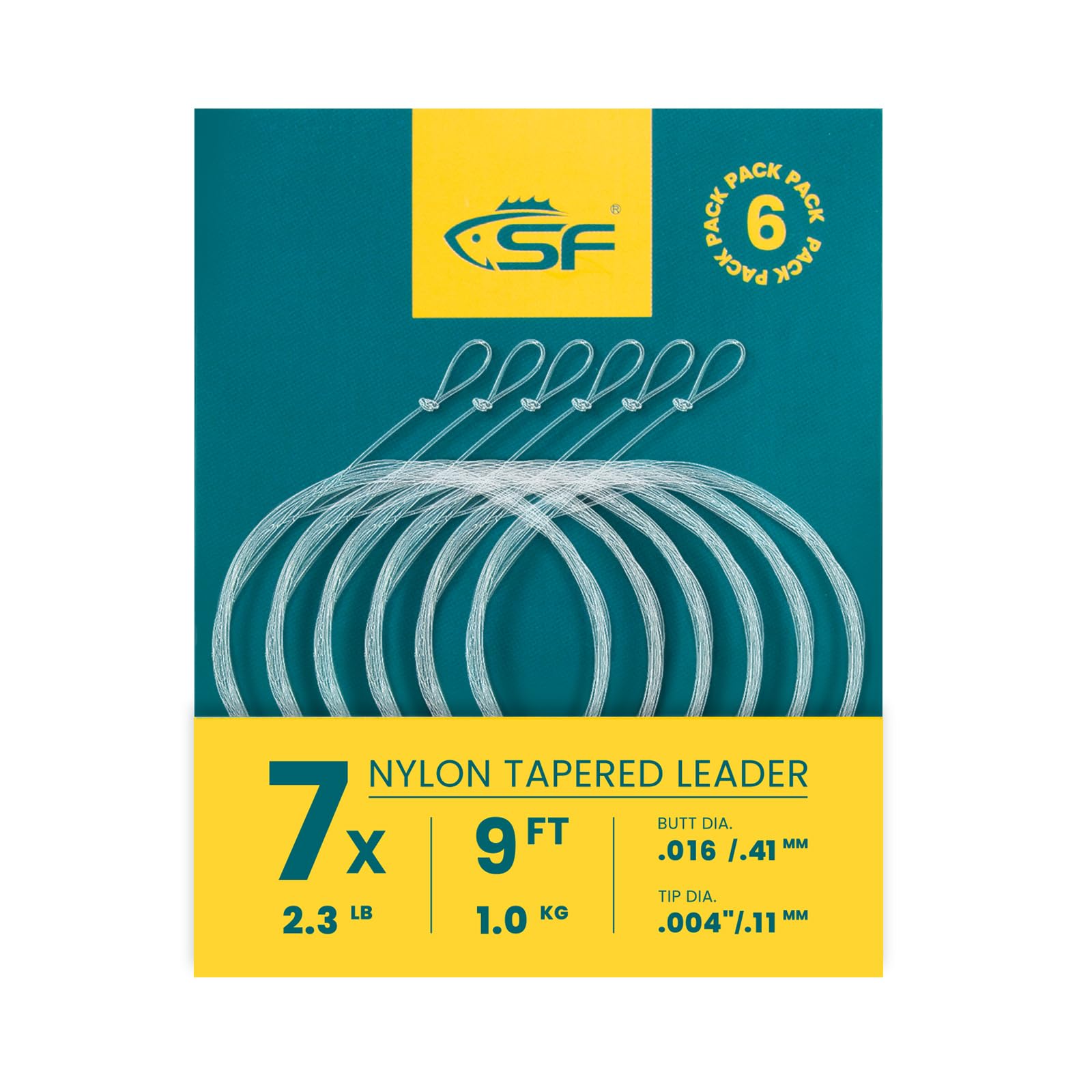 SF 6Pcs Pre-Tied Loop Fly Fishing Tapered Leader Nylon Fly Trout Leader 9FT-7X โ image 1