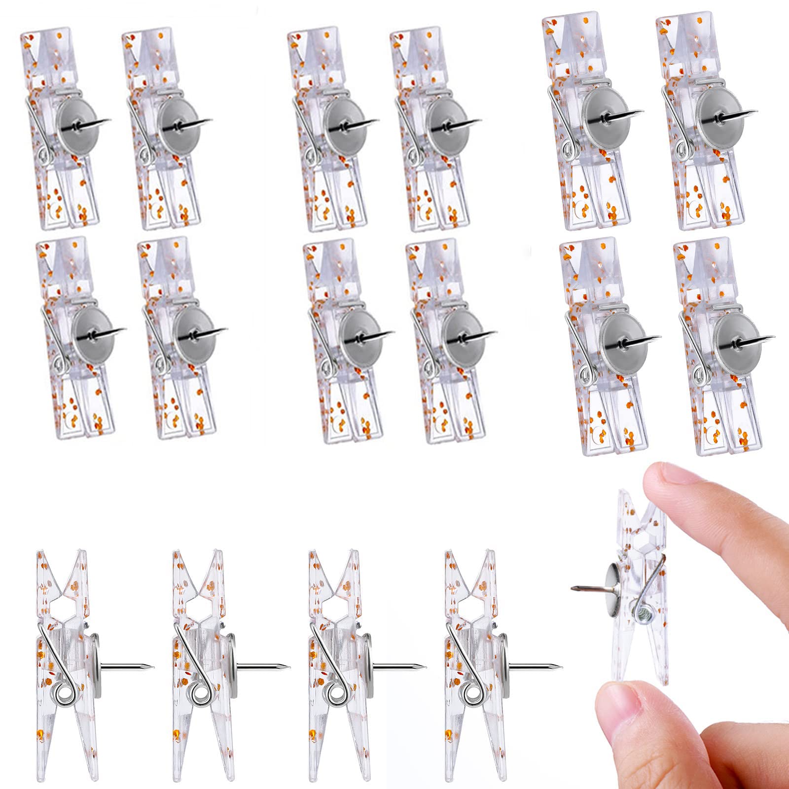 50pcs Plastic Push Pin Clips, Mini Photo Pin Clips, DIY Decorative Cork Board Push Pins for Photo Wall, Feature Wall, Map, Bulletin Board, Office or Home (Rose Gold)