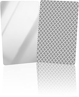 Gray Moroccan Compact Mirror Bulk 2 Pack Card Mirror, Geometric Quatrefoil Lattice Grey Morocco Small Compact Mirror for Purse, Rectangular Handheld Pocket Makeup Mirror