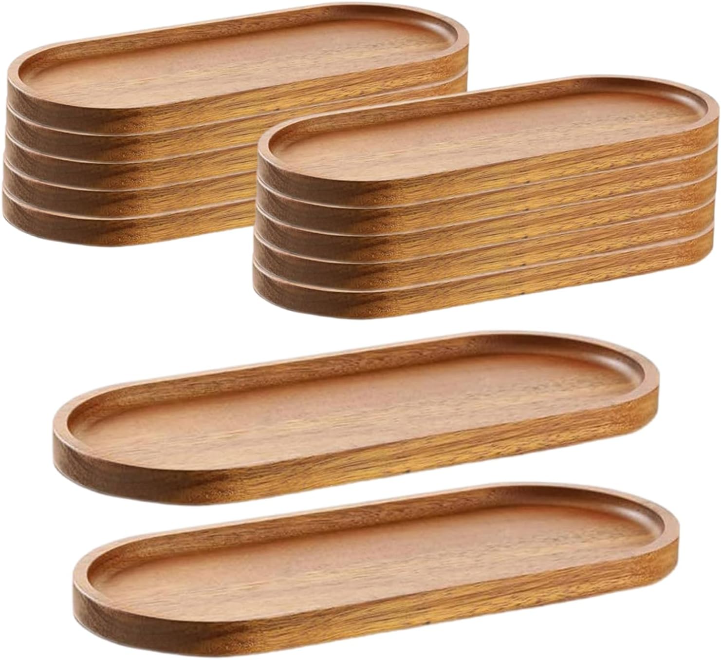 Wood Serving Trays Charcuterie Boards Oval Wooden Plates Wood Serving Platter Cheese Dinner Plates Bulk for Dessert Snack Bread Fruit Appetizer Dishes (11.5x4Inch*12Pack)
