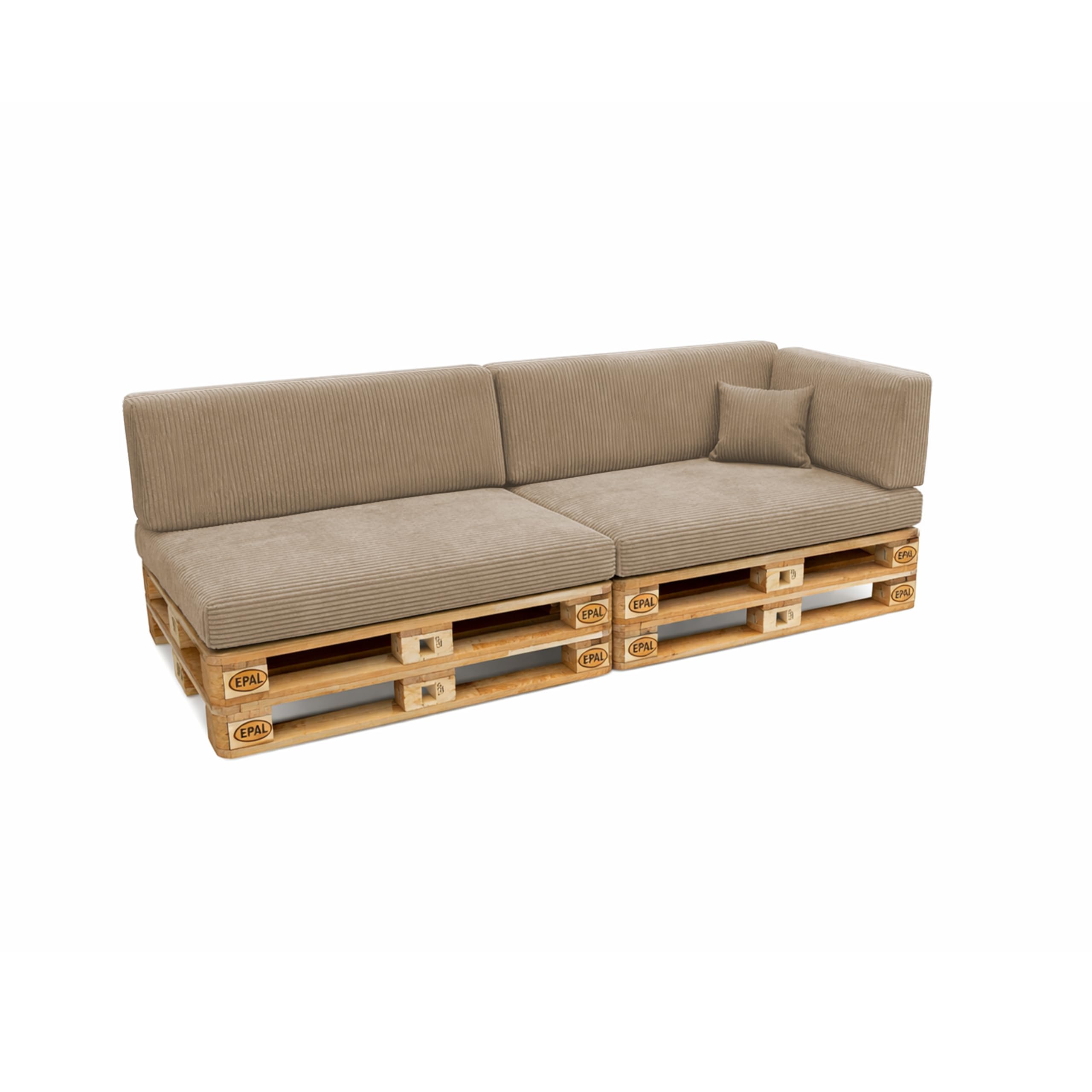 POKAR Euro Pallet Seating Set of 2: 1x seat cushion 120x80cm + 1x back cushion 120x40cm, cold foam, removable covers, Home Garden Furniture DIY, indoor outdoor pillow, without pallets, Beige — view 281