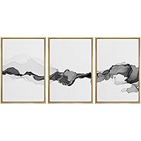SIGNWIN 3 Piece Framed Canvas Wall Art Black and White Mountain Canvas Prints Home Artwork Decoration for Living Room,Bedroom - 16