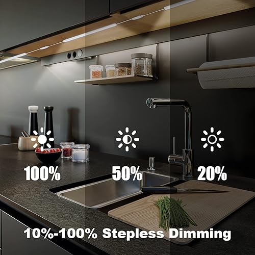 Miniatura 4 de Luces para debajo de la encimera para cocina, 3 paquetes de luces LED regulables de 12 pulgadas para debajo del gabinete, blanco frío 6000 K, luces
