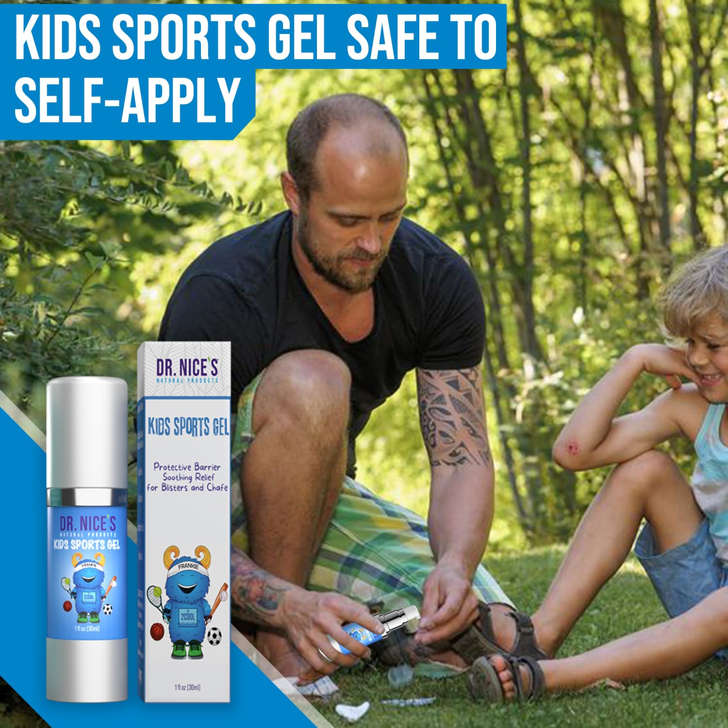 DR. NICE'S Kids Sports Hydrogel for Blister Care, Chafed Skin Relief, Scrapes, Minor Cuts, Wounds, Burns - Soothing Cooling First Aid Gel for Raw & Irritated Skin - Natural, Made in USA - 30 ML — Amazon image 3