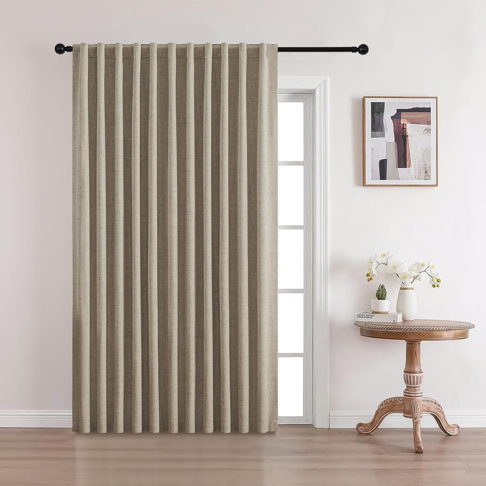 CUCRAF Custom 100% Total Blackout Curtains, Linen Back Tab and Rod Pocket Curtain for Living Room Bedroom, Light Blocking Drapes Thermal Insulated 1