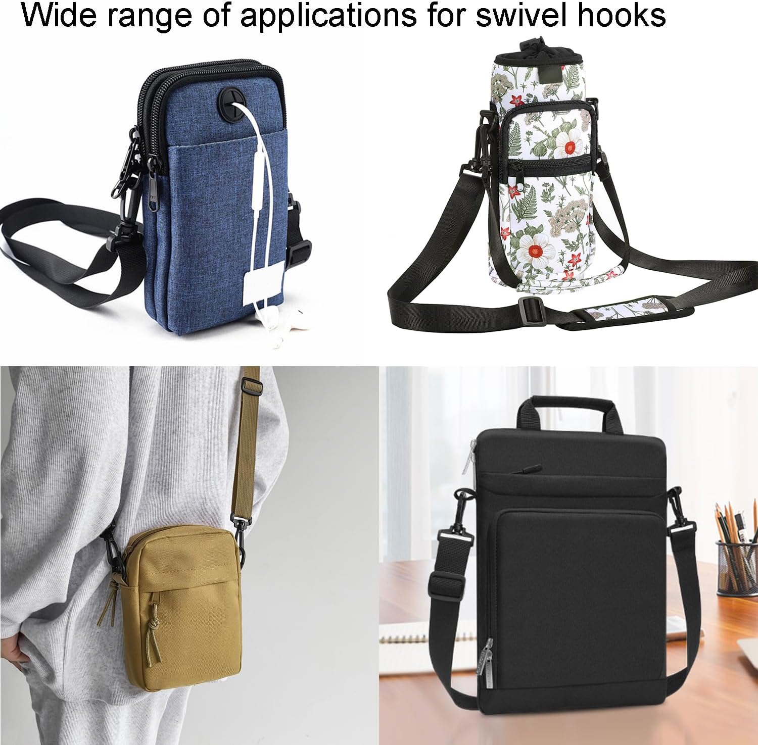 CooBigo 12PCS Plastic Swivel Snap Hook Clips for Purse,1 Inch Rotary Clasp Purse Strap Hardware for Bag Making Nylon Webbing Hook Backpack Strap Clip Lanyard Clasp Keychains Replacement
