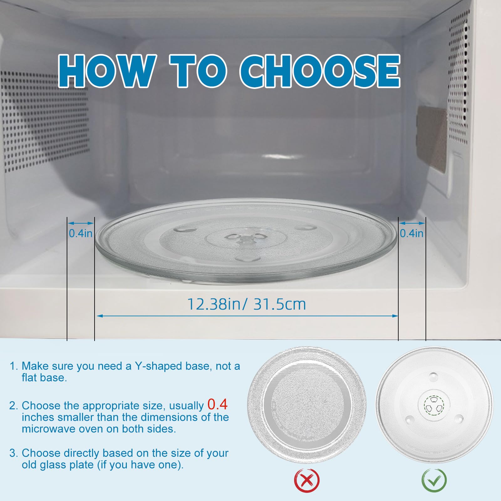 SHINEOFI Bandeja de Repuesto para Microondas de Vidrio Grueso Resistente Plato Giratorio con Ranura Antideslizante Accesorio Duradero para Horno-microondas
