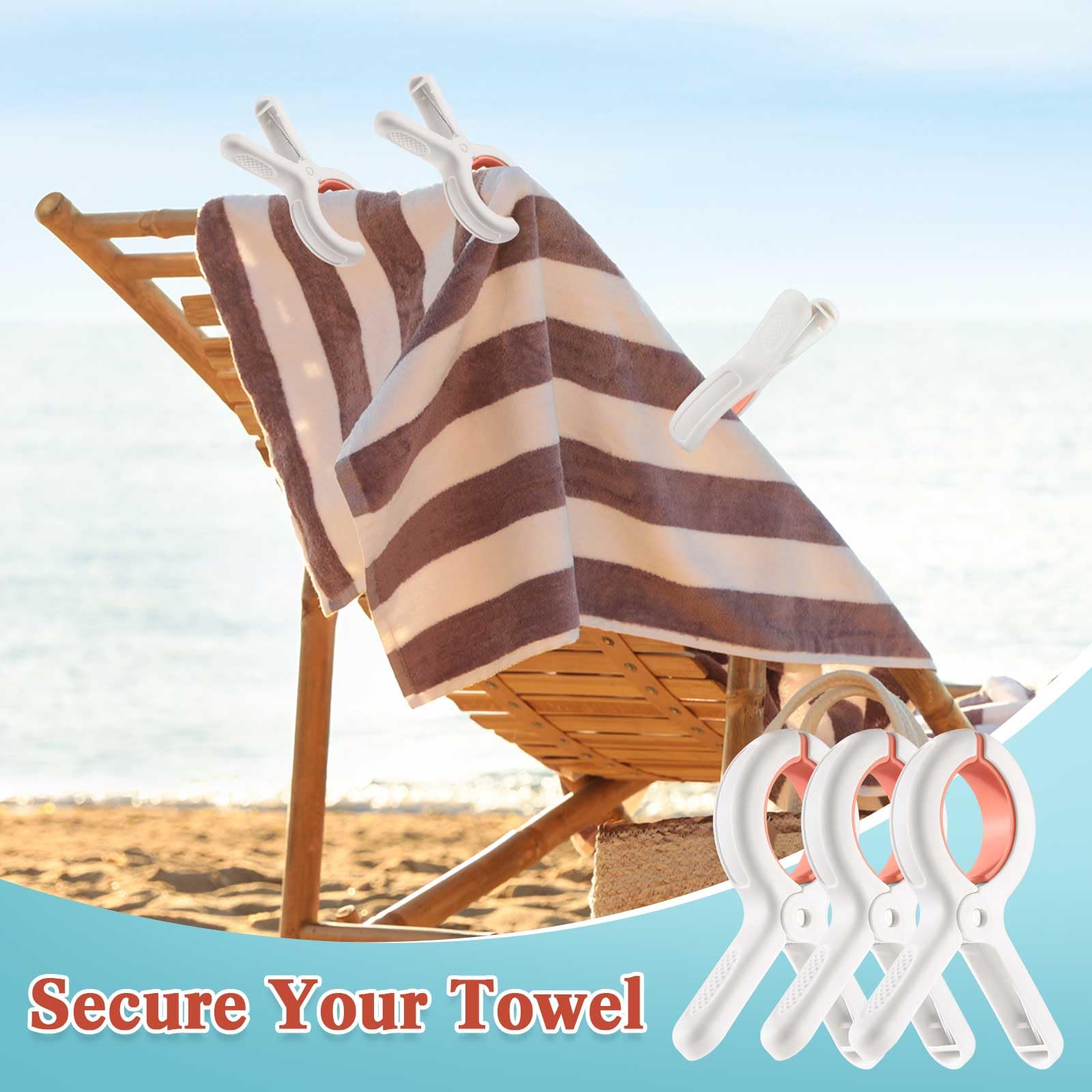 Tanlade Lot de 48 pinces à linge en plastique robuste pour serviette de plage, piscine, chaise de plage, pinces à linge robustes pour sécher le linge sur corde à linge et support de suspension