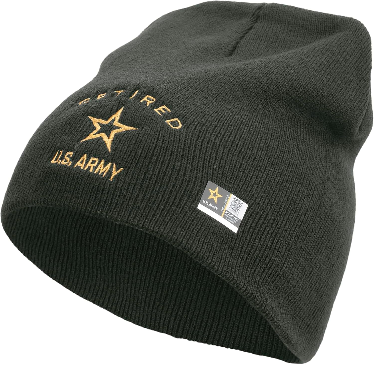 e4Hats.com US Army Retired Military Embroidered 8 Inch Knitted Short Beanie