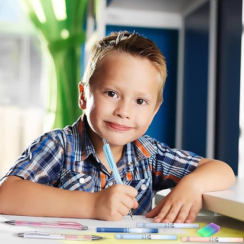 Miniatura 7 de Boao Juego de 23 lápices mecánicos de 0.035in, incluye 12 lápices mecánicos, 8 tubos de repuestos para lápices, 3 borradores para la escuela y la