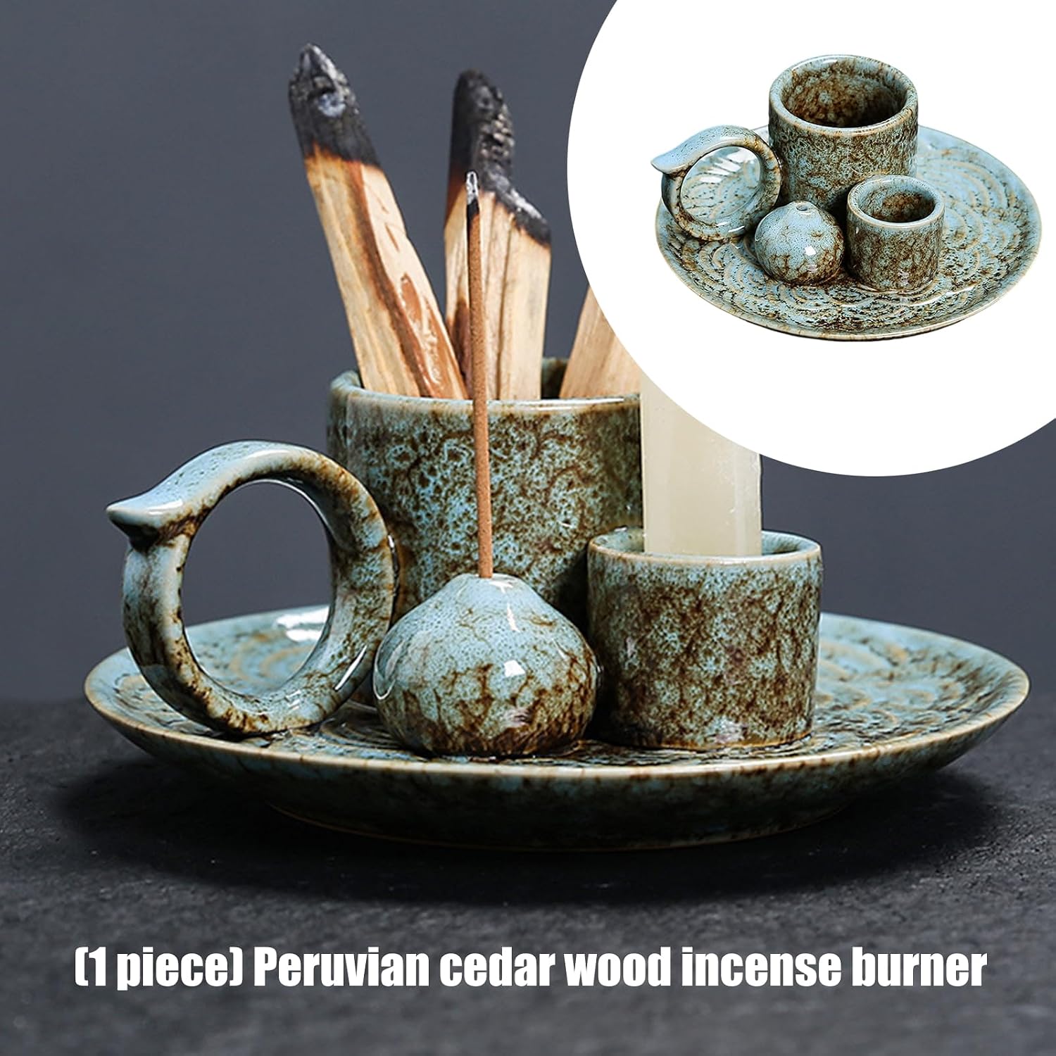 ordinarYone Elegant Ceramic Incenses Burners Holders with Handle Incenses Burning Tray For Meditations Practical Home Decoration