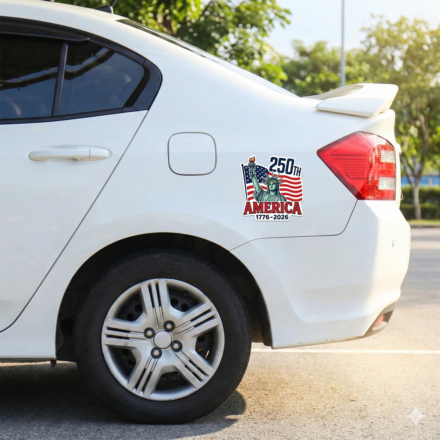 HANDICHI Design 2 Pack 11 Inch 250th Anniversary America Car Stickers 1776–2026 Patriotic Statue of Liberty American Flag Vinyl Decals, USA Independence Day Auto Window Bumper Décor