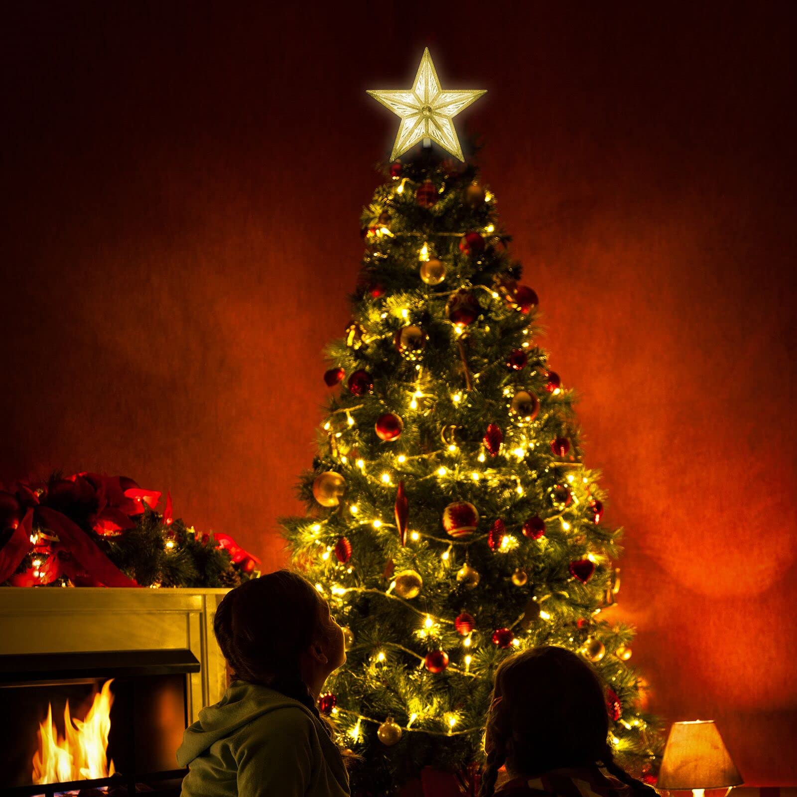 Amazon.com: GLOWNOVA Star Christmas Tree Topper, 8 in UL Listed 3D