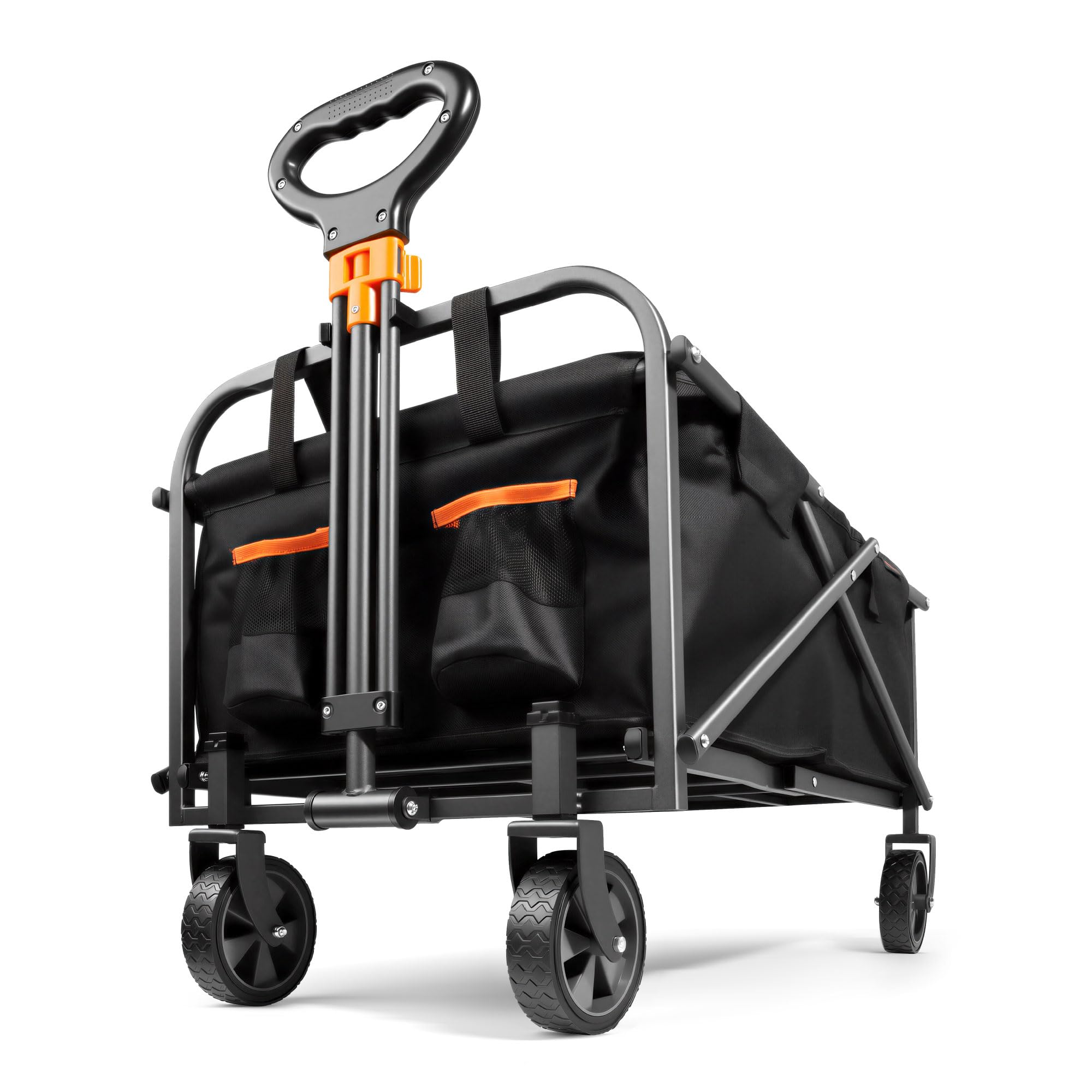 VonHaus Festival Cart on Wheels – Foldable Portable 70L Camping Trolley with 100Kg Weight Capacity – Garden Cart with 360° Rotating Wheels & 2 Cupholders for Garden, Picnic, Shopping & Fishing