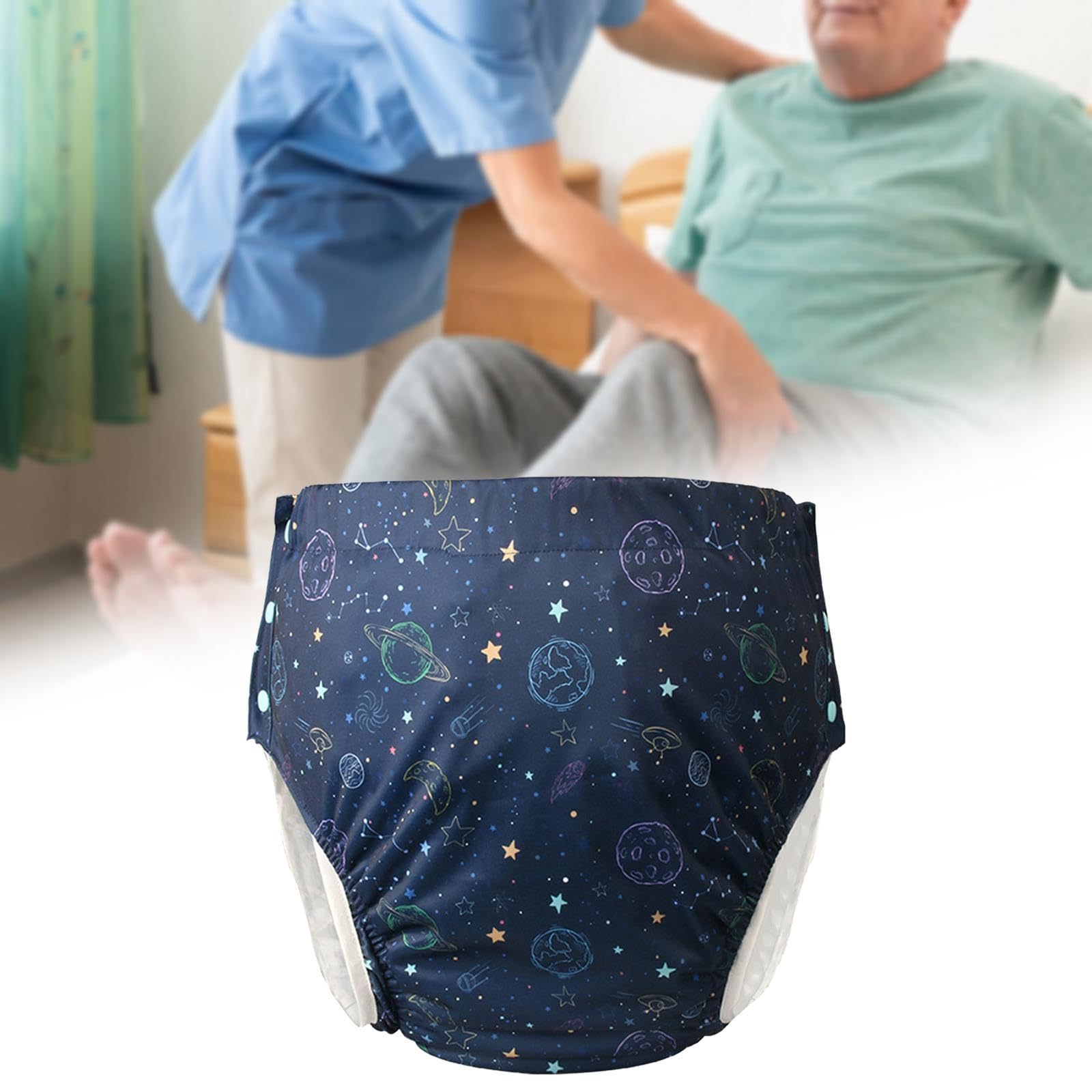 MagiDeal Couche-culotte en tissu lavable pour adulte, couvre-couche réglable avec boucle latérale pour personnes âgées, doublure en TPU Durable, imperméable et, Astronaute XL