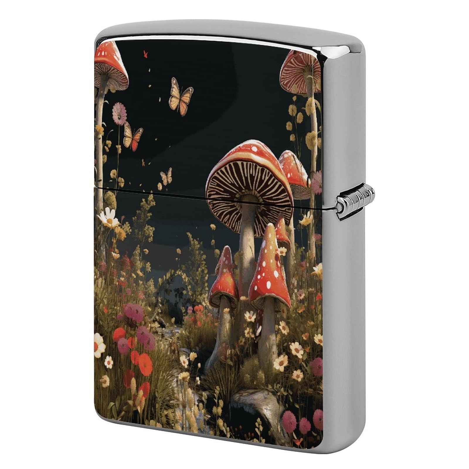 Fodpand Style Fairy Tale Mushrooms Metal Lighter Case Cover Lighter Sleeve