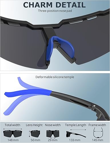 Miniatura 6 de KALIYADI Gafas de sol deportivas polarizadas para hombre, ciclismo, soles gafas de sol ligeras para correr, protección UV400, golf, pesca
