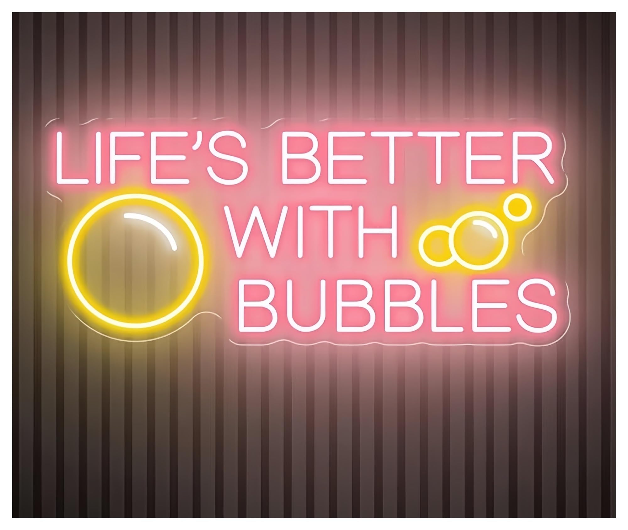 Shouxi A Sign Lamp Life Is Better With Bubbles Neon Sign Champagne Wall Decor Bubbles Coffee Cafe Shop Decoration 60X27cm(A)