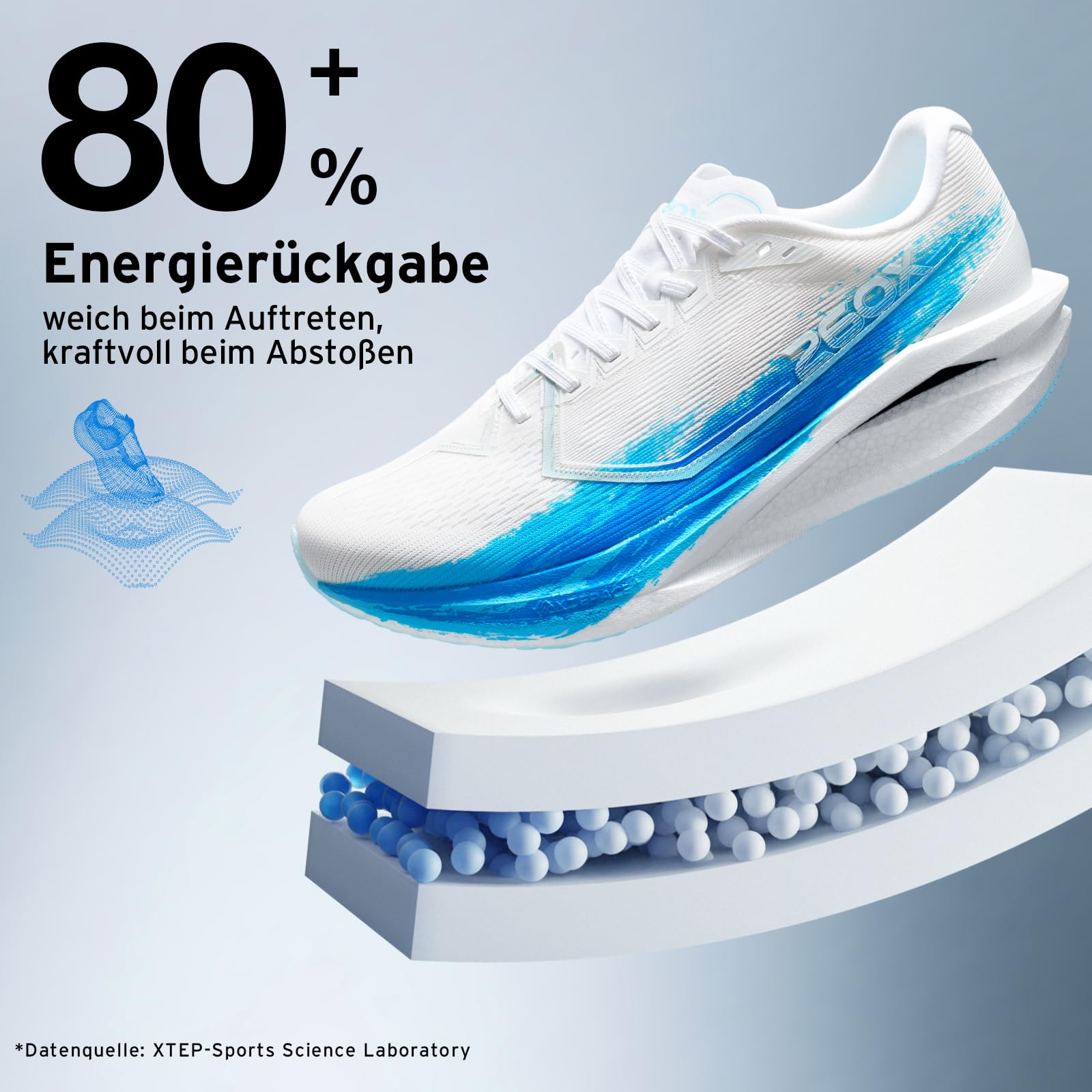 XTEP Scarpe da Corsa Uomo 260X, Scarpe da Maratona Aggiornate con 85% Ammortizzazione, Allenamento di Corsa con Placca di Carbonio Leggera, Respiranti e Antiscivolo