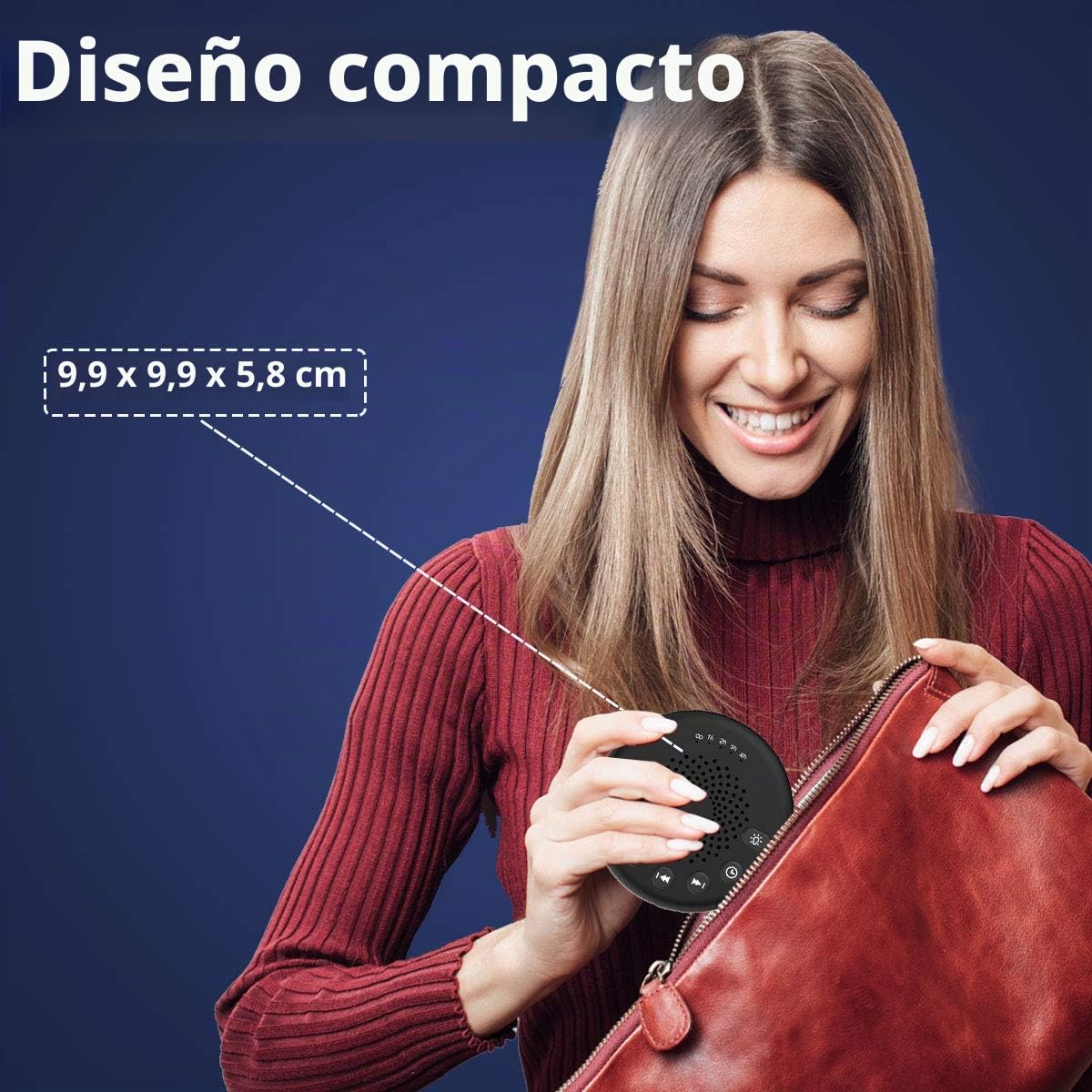 Easysleep Máquina de ruido blanco con 25 sonidos relajantes con 32 niveles de volumen, 5 temporizadores, función de memoria para adultos, bebés y niños
