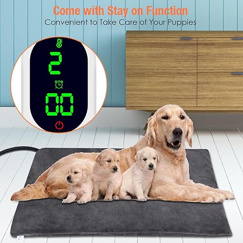 Miniatura 7 de ENJOY PET Almohadilla térmica para mascotas, almohadilla térmica para perros con temporizador de 13 niveles y 9 niveles de temperatura, almohadillas